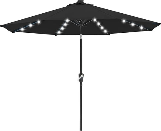 ABCCANOPY 10FT Durable Solar Led Patio Umbrellas with 32LED Lights (Black)
