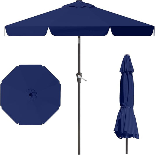 10FT Patio Umbrella Table Market Umbrella w/Tilt and Crank Outdoor Umbrellas for Garden, Deck, Backyard, Pool and Beach, Navy