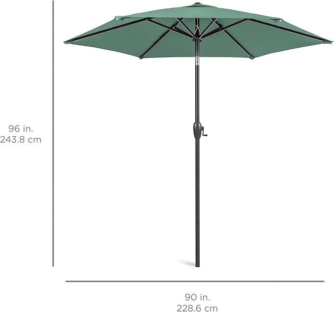 Best Choice Products 7.5ft Heavy-Duty Round Outdoor Market Table Patio Umbrella w/Steel Pole, Push Button Tilt, Easy Crank Lift - Seaglass