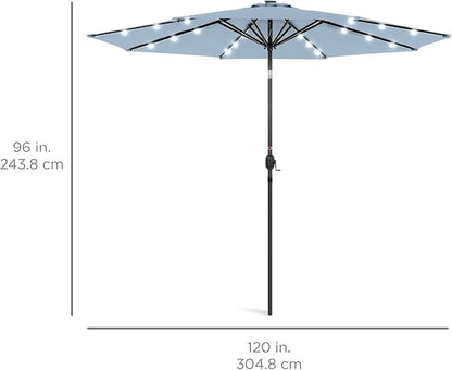 Best Choice Products 10ft Solar Polyester LED Lighted Patio Umbrella w/Tilt Adjustment and UV-Resistant Fabric - Breeze Blue