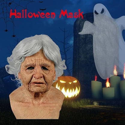Halloween Mask Realistic Old Man Mask Creepy Human Latex Mask,Scary Wrinkle Halloween Cosplay Costume Mask Party Props
