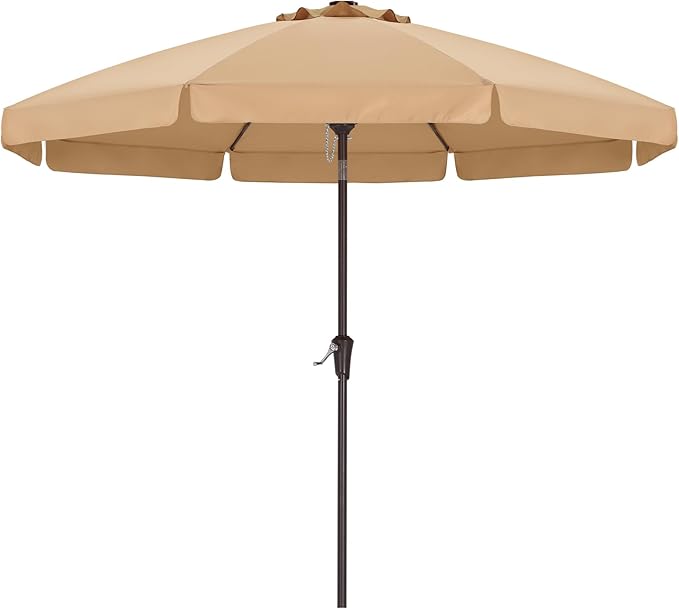ABCCANOPY Patio Umbrella 11ft, Outdoor Table Umbrella with Push Button Tilt and Crank, 8 Ribs Umbrella for Patio Pool Garden Deck (Khaki)