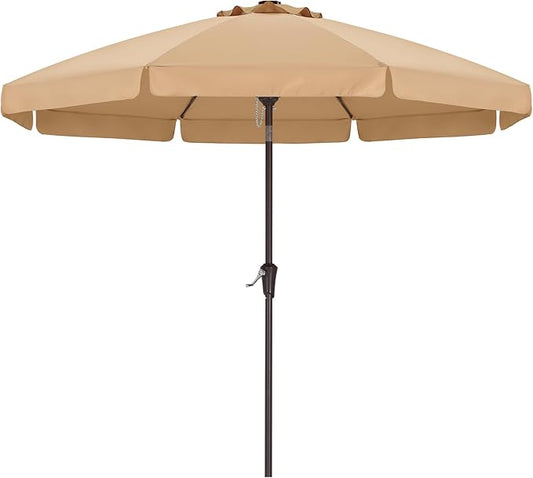 ABCCANOPY Patio Umbrella 9ft, Outdoor Table Umbrella with Push Button Tilt and Crank, 8 Ribs Umbrella for Patio Pool Garden Deck (Khaki)