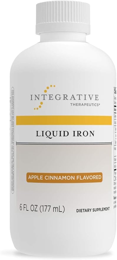 Integrative Therapeutics Liquid Iron - Iron Supplement with Vitamin B12 and Folate - Vegan, Gluten-Free & Dairy-Free Supplement for Energy Support* - 6 fl oz, Apple Cinnamon Flavored