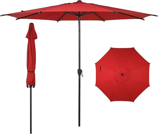 Abba Patio 11FT Lyon Outdoor Patio Umbrella Outdoor Table Umbrella with Push Button Tilt and Crank Market Umbrella 8 Sturdy Ribs UV Protection Waterproof for Garden Deck Backyard Pool Dark Red