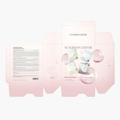 SUNGBOON EDITOR Deep Collagen STARTER KIT, Real Collagen 2,160,000ppb | Glass Skin, Elasticity, Moisturizing, Calming, Uneven Skin, Overnight Face Mask,TikTok trend items, Korean Skin Care, 37gx16ea