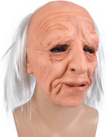 Halloween Realistic Old Man Mask Adlut -Latex Human Old Person Men Full Head Mask Costume