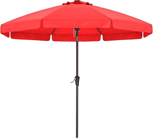ABCCANOPY Patio Umbrella 10ft, Outdoor Table Umbrella with Push Button Tilt and Crank, 8 Ribs Umbrella for Patio Pool Garden Deck (Red)