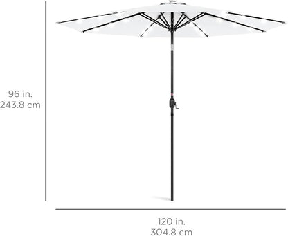 Best Choice Products 10ft Solar Polyester LED Lighted Patio Umbrella w/Tilt Adjustment and UV-Resistant Fabric - White