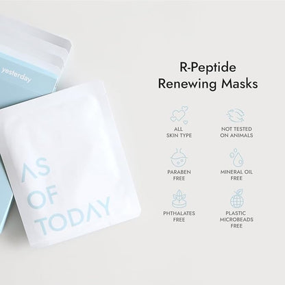 AS OF TODAY Peptide Renewing Facial Mask (5 EA, 28ml) - Hydrating & Rejuvenating with Pure Peptides for Wrinkles, Deep Moisture, Soothing Care, Radiant Glow, Clean Beauty, Cruelty-Free, Made in Korea