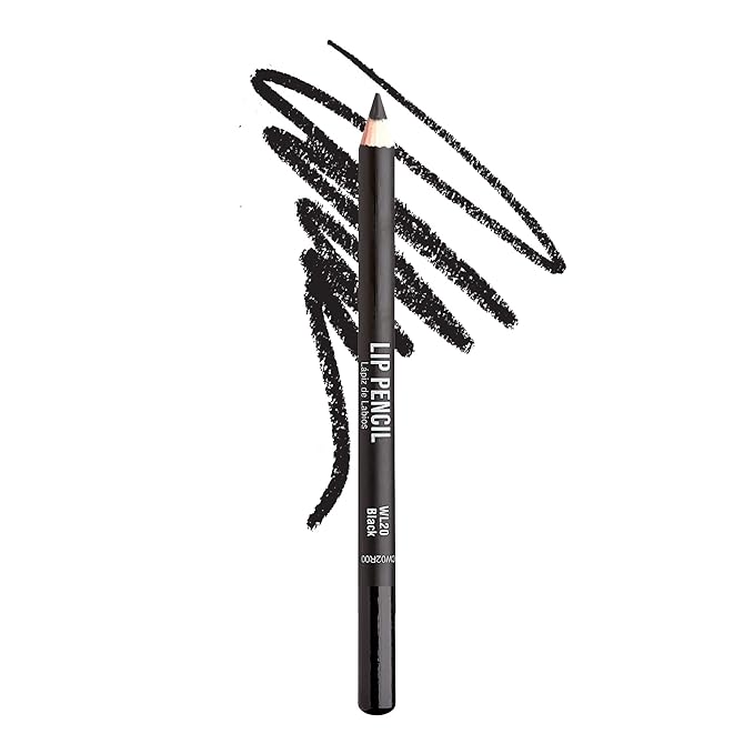 Professional Slim Lip Pencil, Creamy Soft Lip Liner, Smooth Long-Lasting Rich Lip Color, Natural Lip Makeup, Water-Resistant Lip Crayon (Black)