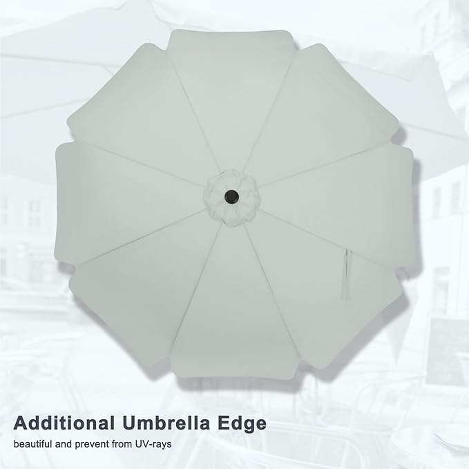 MASTERCANOPY Valance Patio Umbrella for Outdoor Table Market -8 Ribs (10ft, Light Gray)
