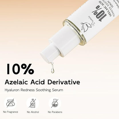 10% Azelaic Acid Redness Soothing Serum, Hyaluronic Acid & Centella Asiatica, Facial Serum for Sensitive Skin Relief, Korean Skincare Barrier Repair & Hydration - 30ml/1.01 fl oz