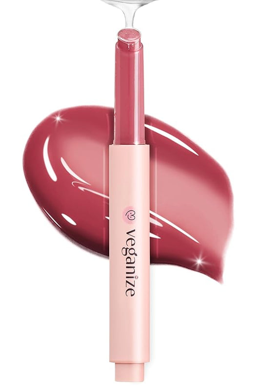 self beauty Veganize Collagen Lip Glass Balm | Hydrating Lip Balm in 9 Vibrant Colors | Moisturizing Lip Care Infused with Collagen Jelly Magic | No Animal Trial Lip Balm 0.06 oz (#9 Mauve Plum)
