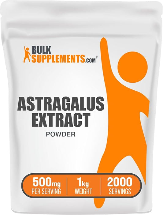 BulkSupplements.com Astragalus Extract Powder - from Astragalus Root, Astragalus Supplement - Vegan & Gluten Free, Astragalus Powder - 500mg per Serving, 1kg (2.2 lbs) (Pack of 1)