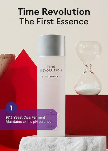 MISSHA Time Revolution Gift Set The First Essence 5X & Night Repair Ampoule 5X for Radiant, Youthful Skin, Korean Skin Care, Glass Skin