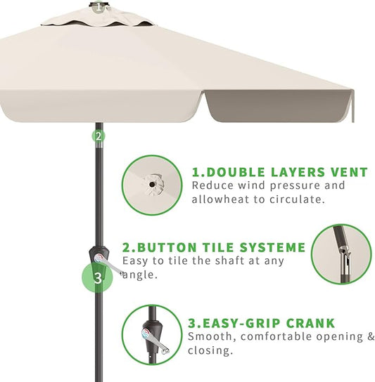 10FT Patio Umbrella Table Market Umbrella w/Tilt and Crank Outdoor Umbrellas for Garden, Deck, Backyard, Pool and Beach, Cream-White
