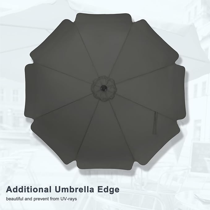 MASTERCANOPY Valance Patio Umbrella for Outdoor Table Market -8 Ribs (9ft, Dark Gray)