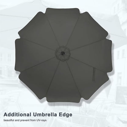 MASTERCANOPY Valance Patio Umbrella for Outdoor Table Market -8 Ribs (9ft, Dark Gray)