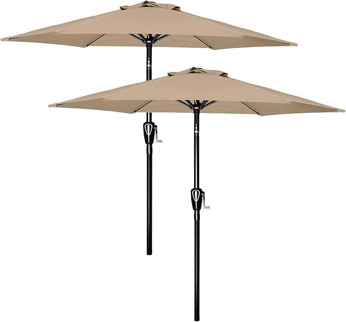 Simple Deluxe 9' Patio Umbrella Outdoor Table Market Yard Umbrella with Push Button Tilt/Crank