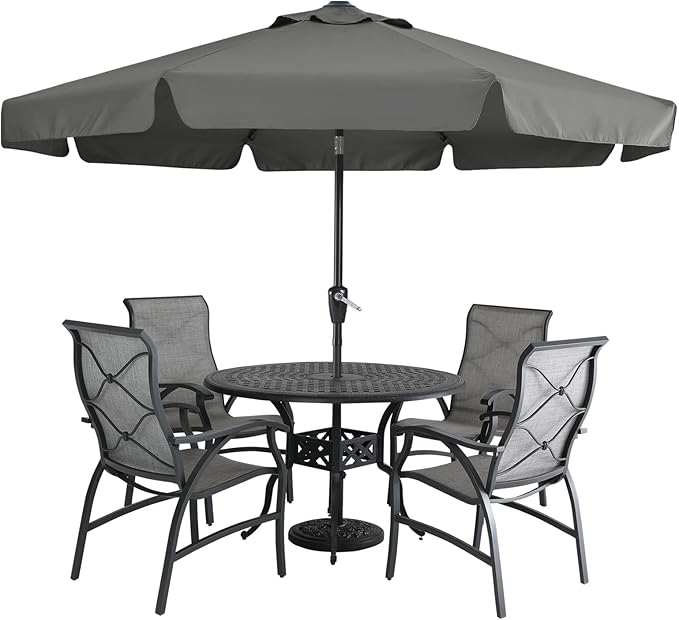 MASTERCANOPY Valance Patio Umbrella for Outdoor Table Market -8 Ribs (9ft, Dark Gray)