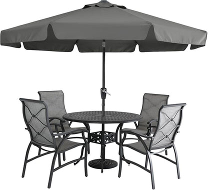 MASTERCANOPY Valance Patio Umbrella for Outdoor Table Market -8 Ribs (9ft, Dark Gray)