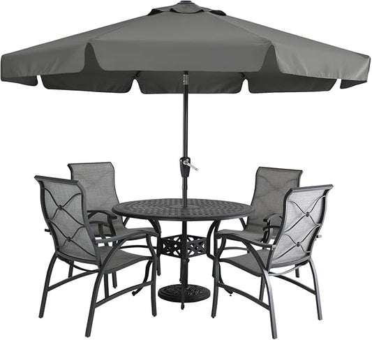 MASTERCANOPY Valance Patio Umbrella for Outdoor Table Market -8 Ribs (9ft, Dark Gray)