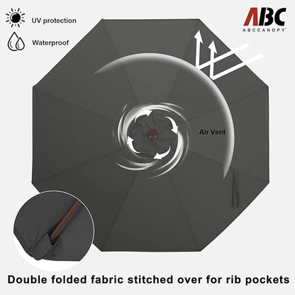 ABCCANOPY 11FT Patio Umbrella, Outdoor Waterproof Table Umbrella with Push Button Tilt and Crank, 8 Ribs UV Protection Pool Umbrella for Garden, Lawn, Deck & Backyard (Dark Gray)