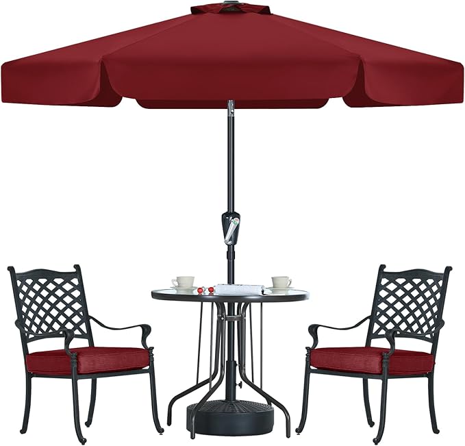 MASTERCANOPY Valance Patio Umbrella for Outdoor Table Market (7.5ft, Burgundy)