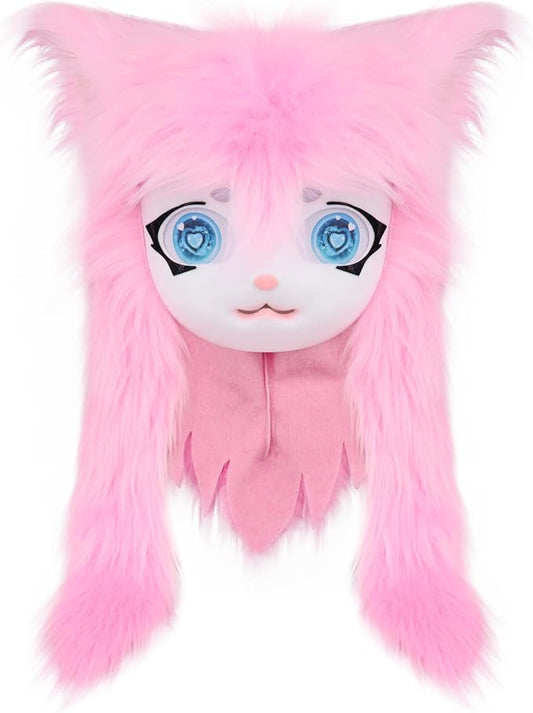 JUNBOON Furry Animal Headgear Beast Full Head Mask Headwear Doll Cosplay Costume Halloween Fursuit