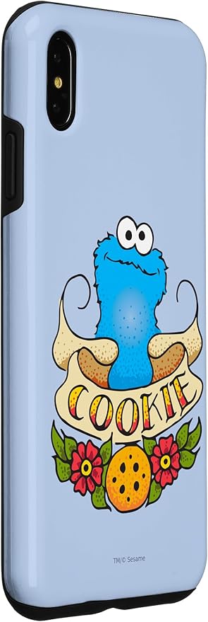 iPhone XS Max Sesame Street Cookie Monster Cookie Tattoo Case