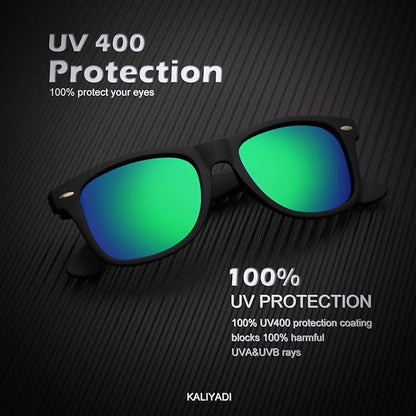 KALIYADI Polarized Sunglasses for Men and Women Matte Finish Sun glasses Color Mirror Lens UV Blocking (3 Pack)