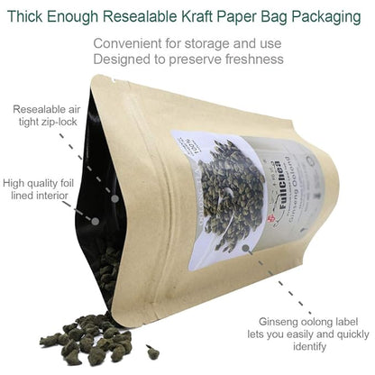 FullChea - Ginseng Oolong Tea - Oolong Tea Loose Leaf - Imperial Ginseng Tea - Natural Ren Shen with Unique Aroma and Taste 4oz / 113g