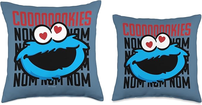 Sesame Street Cookie Monster Coooooookies Throw Pillow, 18x18, Multicolor