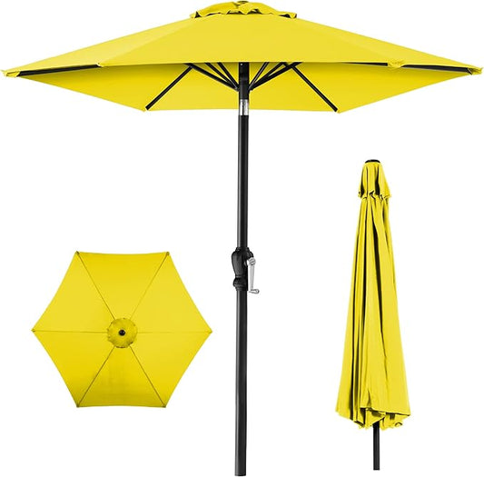 Best Choice Products 10ft Outdoor Table Compatible Steel Polyester Market Patio Umbrella w/Crank and Easy Push Button Tilt - Yellow