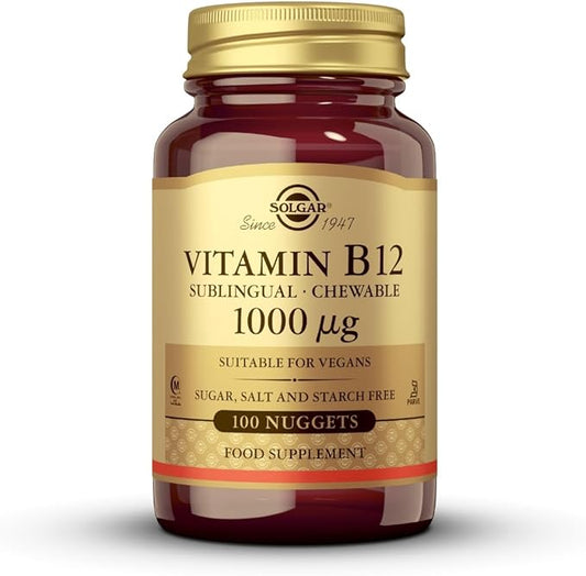 Solgar Vitamin B12 1000 mcg, 100 Nuggets - Energy Production, Red Blood Cells - Healthy Nervous System - Promotes Cardiovascular Health - Vitamin B - Non-GMO, Gluten Free, Kosher - 100 Servings