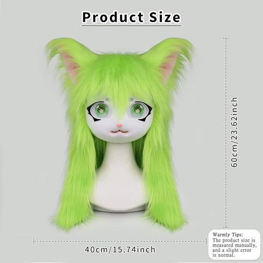 JUNBOON Furry Animal Headgear Beast Full Head Mask Headwear Doll Cosplay Costume Halloween Fursuit