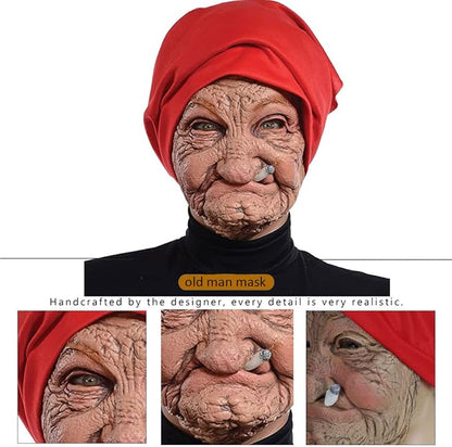 Realistic Old Man Mask Halloween Mask Scary Latex Old Man Grandpa Mask Halloween Wrinkle Face Mask