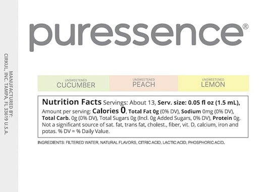 Cirkul Puressence Flavor Cartridge Variety Pack, Unsweetened, 6-Pack (2 Cucumber, 2 Peach, 2 Lemon)