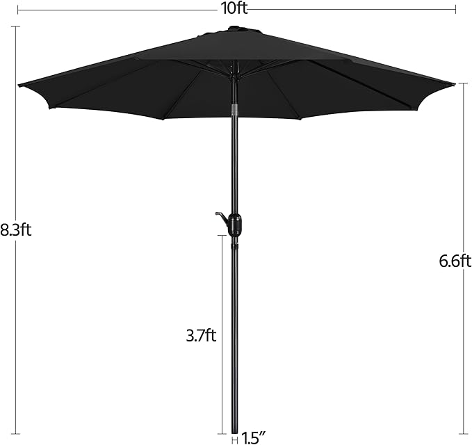 Yaheetech Patio Umbrella, 10FT Outdoor Table Umbrella Market Umbrella with Push Button Tilt and Crank, Heavy-Duty Yard Umbrella with 8 Sturdy Ribs for Garden, Deck, Backyard, Pool