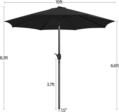 Yaheetech Patio Umbrella, 10FT Outdoor Table Umbrella Market Umbrella with Push Button Tilt and Crank, Heavy-Duty Yard Umbrella with 8 Sturdy Ribs for Garden, Deck, Backyard, Pool