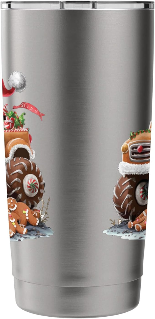 Funny Monster Truck Gingerbread Man Baking Christmas Cookies Stainless Steel Insulated Tumbler