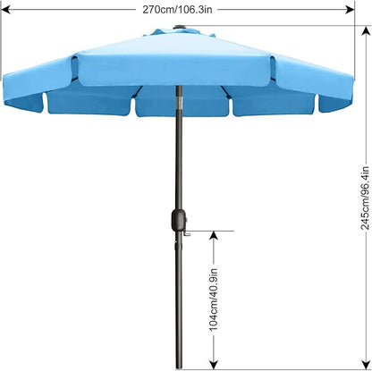ABCCANOPY 9ft Patio Umbrella 9ft, Outdoor Table Umbrella with Push Button Tilt and Crank, 8 Ribs Umbrella for Patio Pool Garden Deck (Turquoise)