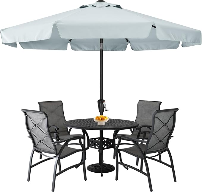 ABCCANOPY Patio Umbrella 9ft - Outdoor Table Umbrella with Push Button Tilt and Crank, 8 Ribs Umbrella for Patio Pool Garden Deck (Light Gray)