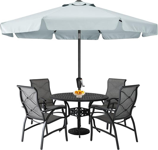 ABCCANOPY Patio Umbrella 9ft - Outdoor Table Umbrella with Push Button Tilt and Crank, 8 Ribs Umbrella for Patio Pool Garden Deck (Light Gray)