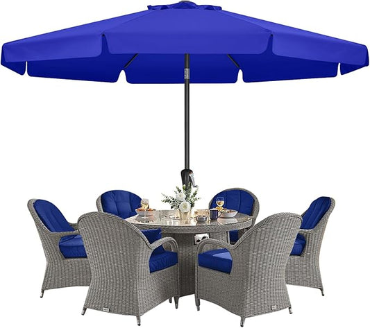MASTERCANOPY Valance Patio Umbrella for Outdoor Table Market -8 Ribs (11ft,Blue)