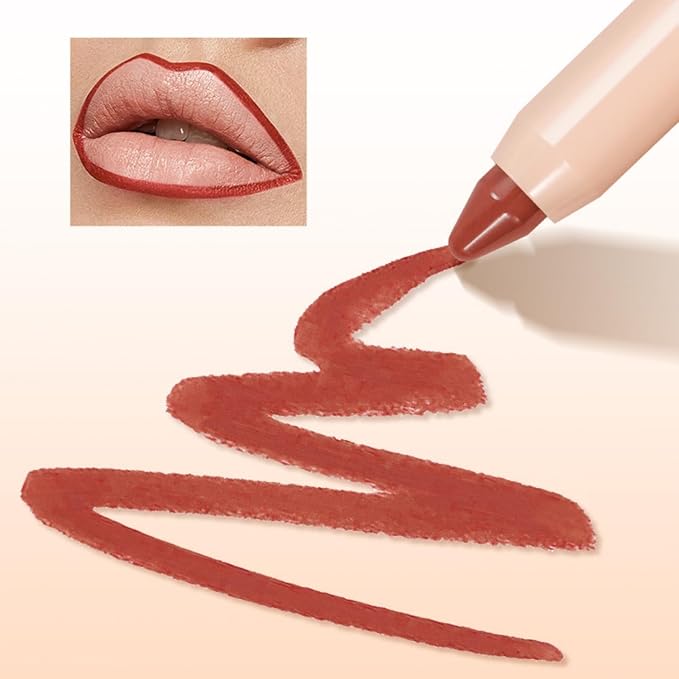 8 Colors High Pigmented Smooth Matte Lip Liner Pencil, Waterproof Velvet Lipstick Pen, Professional Lip Liner for Girls and Women (03)