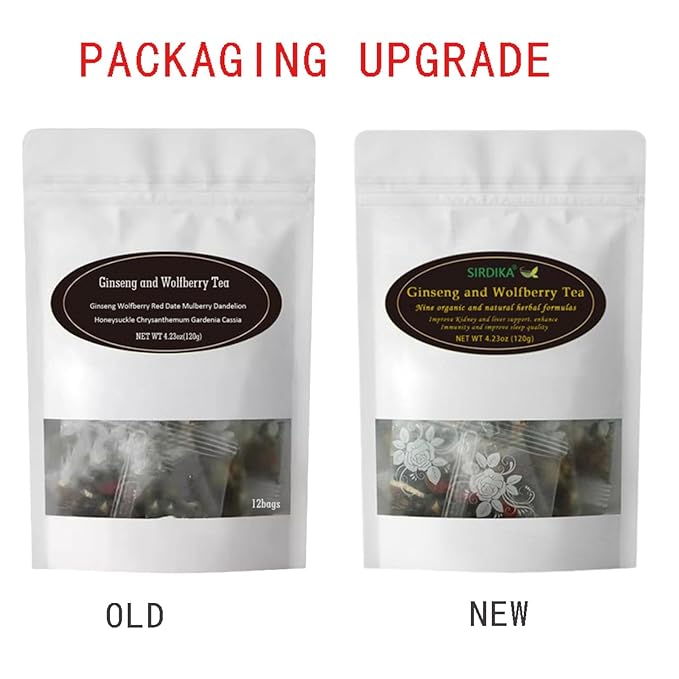 Ginseng And Wolfberry Tea,Ginseng Nine Treasure Tea,Red Date Wolfberry Mulberry Tea Organic Kidney Cleanse Chinese Herbal Red Ginseng Tea For Men Women (1Bag)