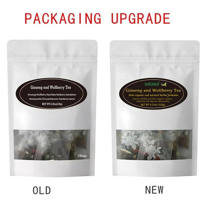 Ginseng And Wolfberry Tea,Ginseng Nine Treasure Tea,Red Date Wolfberry Mulberry Tea Organic Kidney Cleanse Chinese Herbal Red Ginseng Tea For Men Women (1Bag)