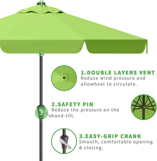 11FT Patio Umbrella Table Market Umbrella w/Crank Outdoor Umbrellas for Garden, Deck, Backyard, Pool and Beach, Apple Green